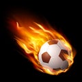 Soccer ball in fire, hot football match - vector Royalty Free Stock Photo